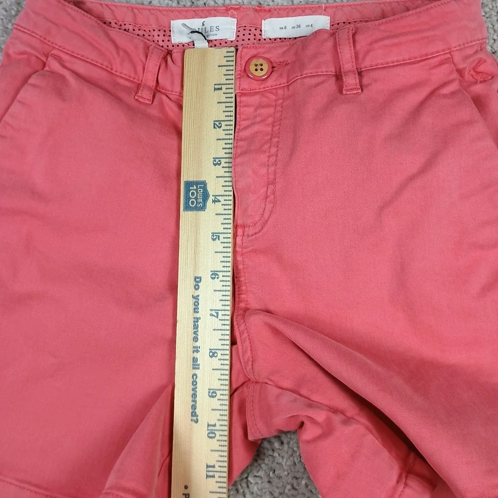 Joules Cruise Chino Shorts Women Size 4 Redsky Pink Cotton Stretch Embroidered